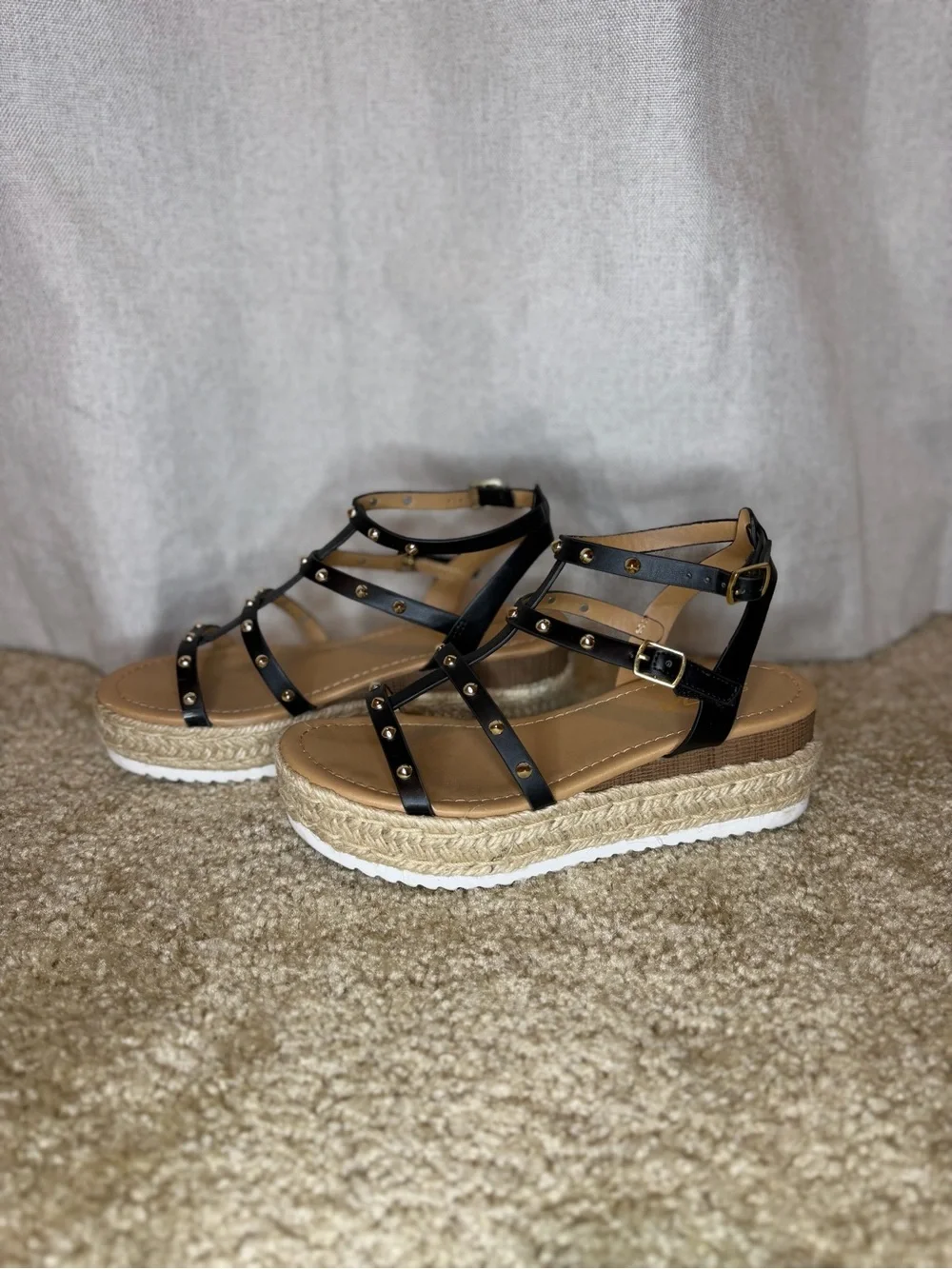 Black Studded Platform Sandals